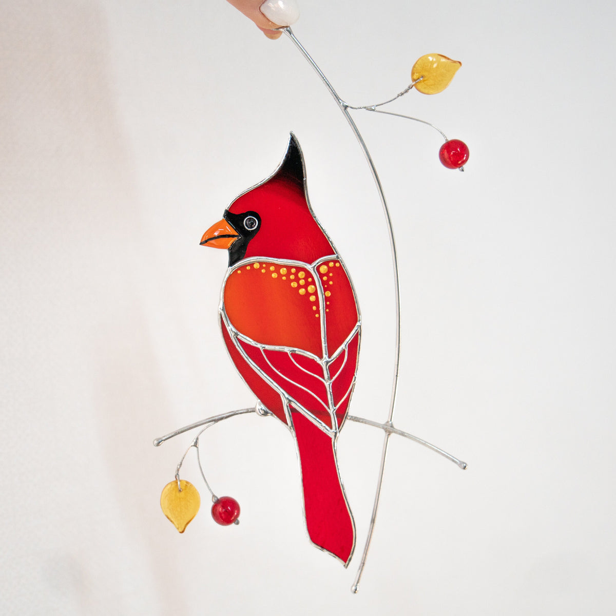 Cardinal stained glass memorial suncatcher Godfather gift Cardinal gifts stained glass window hangings Outdoor garden art - Image 11
