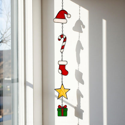 Stained Glass Christmas Suncatcher Set | Holiday Window Hanging | Christmas Tree Ornament | Handmade Glass Decor Gift - Image 10