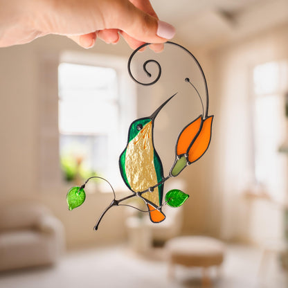 Hummingbird stained glass window hangings Godmother gift Hummingbird gifts stained glass suncatcher Grandma gift - Image 14