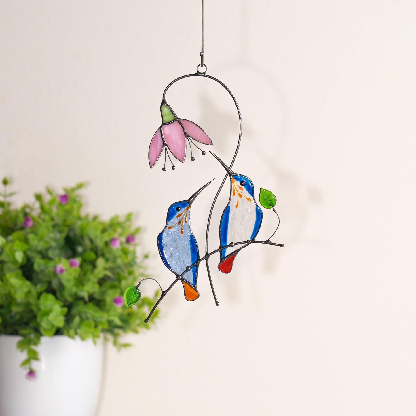 Hummingbird stained glass bird Sister in law gifts Hummingbird gifts stained glass window hangings Cardinal ornament Hummingbird suncatcher - Image 12
