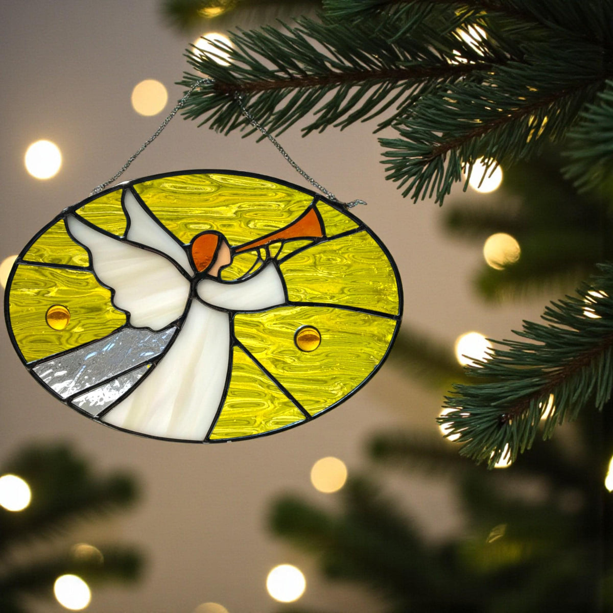 Custom Stained Glass Angel with Trumpet – Personalized Christmas Window Hanging | Handmade Holiday Suncatcher Gift - Image 10