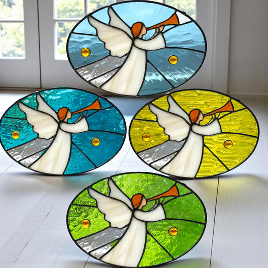 Custom Stained Glass Angel with Trumpet – Personalized Christmas Window Hanging | Handmade Holiday Suncatcher Gift - Image 6