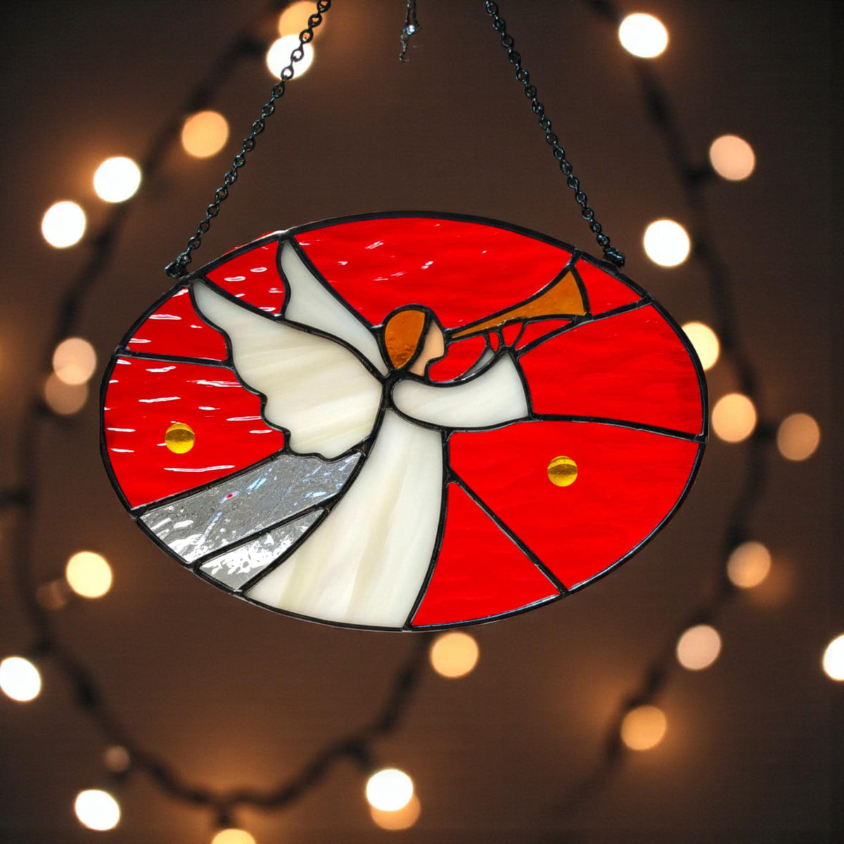 Custom Stained Glass Angel with Trumpet – Personalized Christmas Window Hanging | Handmade Holiday Suncatcher Gift - Image 16