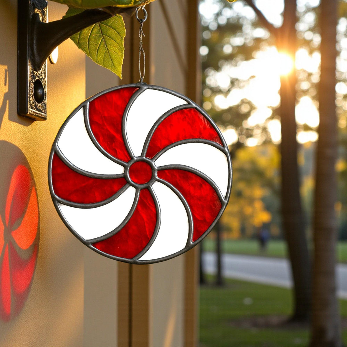 Stained Glass Peppermint Swirl Suncatcher – 9 Color Options + Custom Mix, Handmade Window Hanging, Christmas or Everyday Gift Decor - Image 12