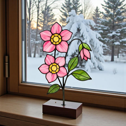 Stained Glass Christmas Rose Hellebore, Winter Flower Suncatcher, Window Hanging Ornament, Potted Plant Stake, Xmas Holiday Decor Gift - Image 14