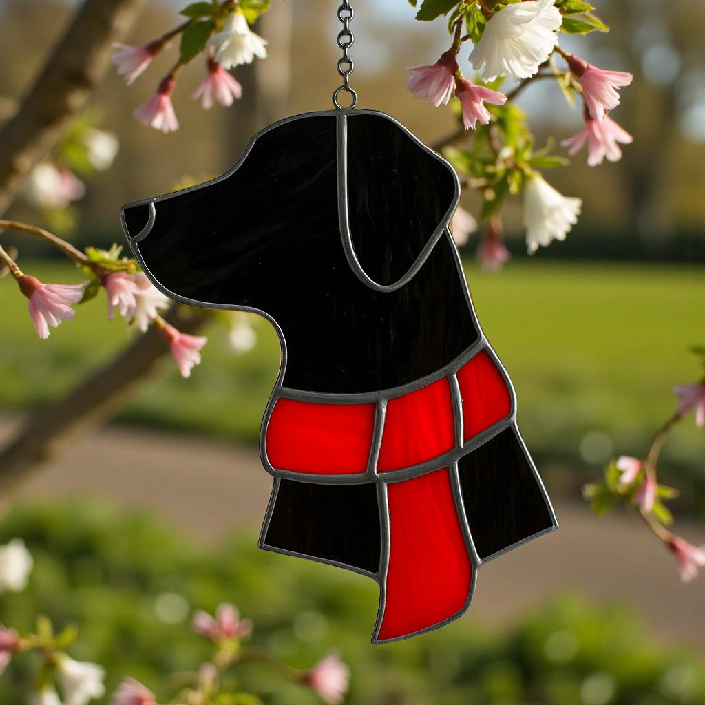 CUSTOM Dog Silhouette Stained Glass Ornament | Personalized Pet Christmas Gift | Dog Head with Scarf Holiday Decor | Free Name Engraving - Image 18