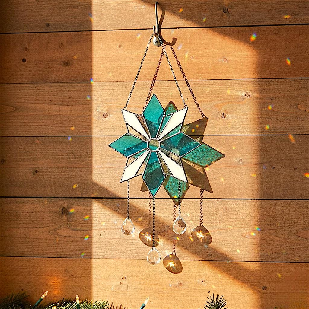 Stained Glass Snowflake Ornament, Christmas Window Suncatcher, Custom Engraved Holiday Decor, Xmas Gift for Mom, Unique Winter Decor - Image 8