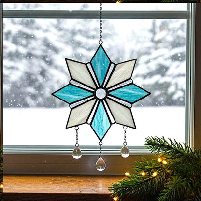 Stained Glass Snowflake Ornament, Christmas Window Suncatcher, Custom Engraved Holiday Decor, Xmas Gift for Mom, Unique Winter Decor - Image 2