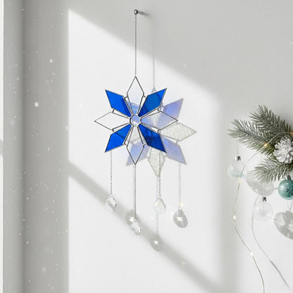 Stained Glass Snowflake Ornament, Christmas Window Suncatcher, Custom Engraved Holiday Decor, Xmas Gift for Mom, Unique Winter Decor - Image 13