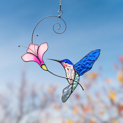 Hummingbird gifts stained glass window hangings Great grandma gift Hummingbird stained glass suncatcher Garden decoration - Image 19