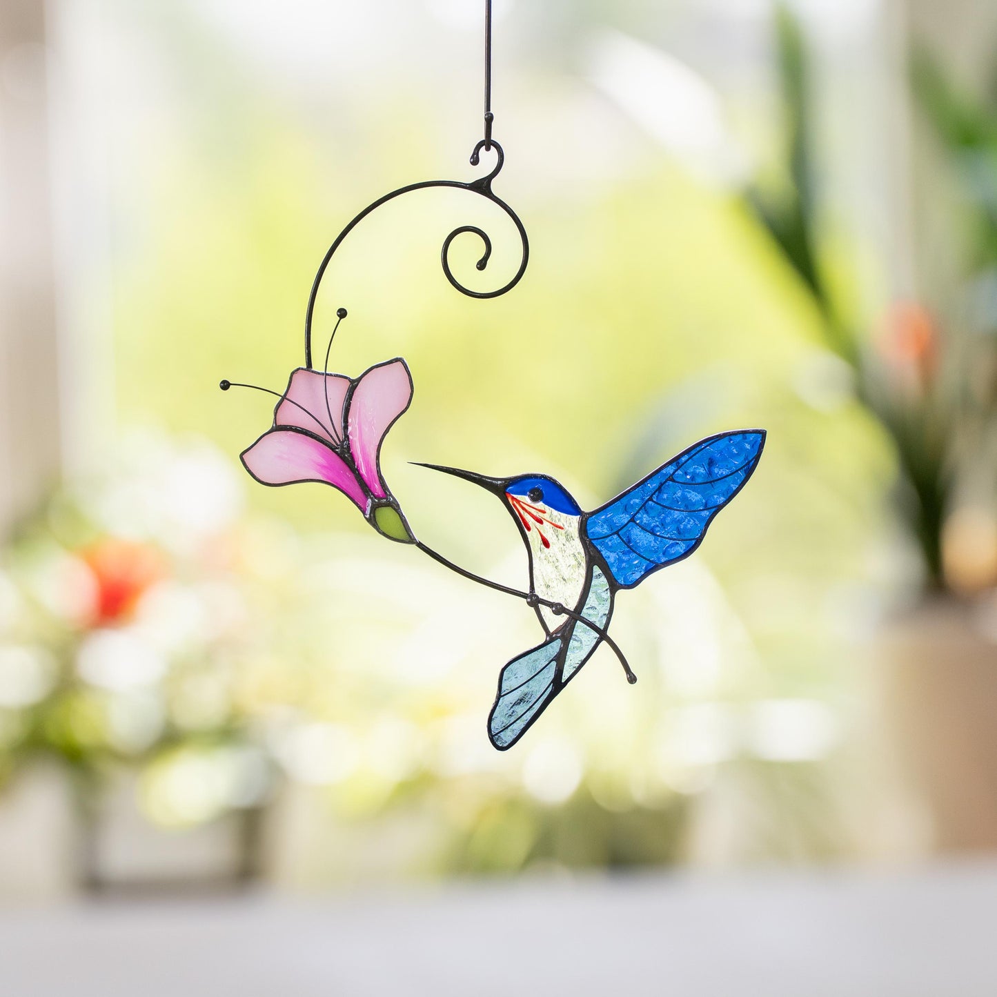 Hummingbird gifts stained glass window hangings Great grandma gift Hummingbird stained glass suncatcher Garden decoration - Image 8