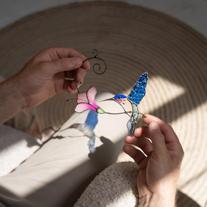 Hummingbird gifts stained glass window hangings Great grandma gift Hummingbird stained glass suncatcher Garden decoration - Image 18