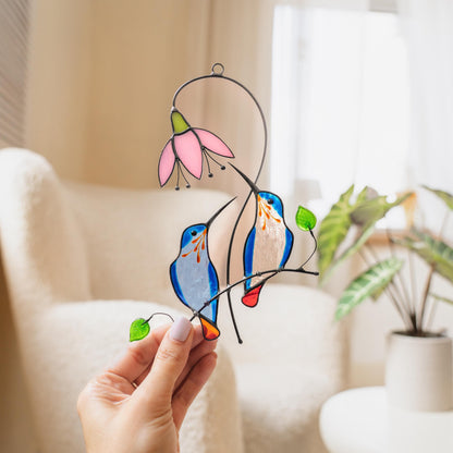 Hummingbird stained glass bird Sister in law gifts Hummingbird gifts stained glass window hangings Cardinal ornament Hummingbird suncatcher - Image 19