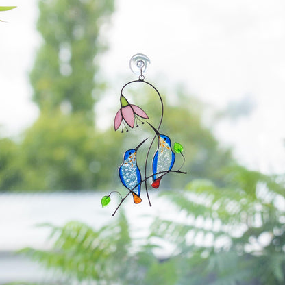 Hummingbird stained glass bird Sister in law gifts Hummingbird gifts stained glass window hangings Cardinal ornament Hummingbird suncatcher - Image 1