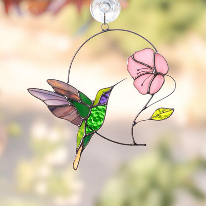 Hummingbird stained glass window hangings Gifts for mom from daughter Home decor items aesthetic Hummingbird ornament Bird lover gifts - Image 9