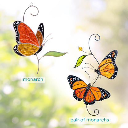 Monarch butterfly stained glass window hangings Gifts for garden lovers - Image 3