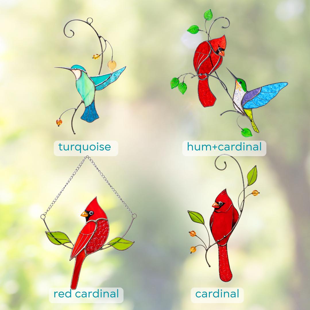 Hummingbird stained glass bird Sister in law gifts Hummingbird gifts stained glass window hangings Cardinal ornament Hummingbird suncatcher - Image 5