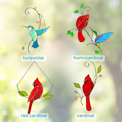 Hummingbird gifts stained glass window hangings Great grandma gift Hummingbird stained glass suncatcher Garden decoration - Image 5