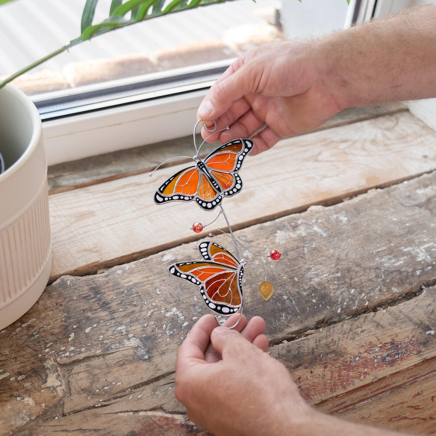 Stained glass monarch butterfly Best gift for mom Butterfly gifts stained glass window hangings Patio decor - Image 15