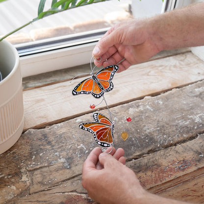 Stained glass monarch butterfly Best gift for mom Butterfly gifts stained glass window hangings Patio decor - Image 15