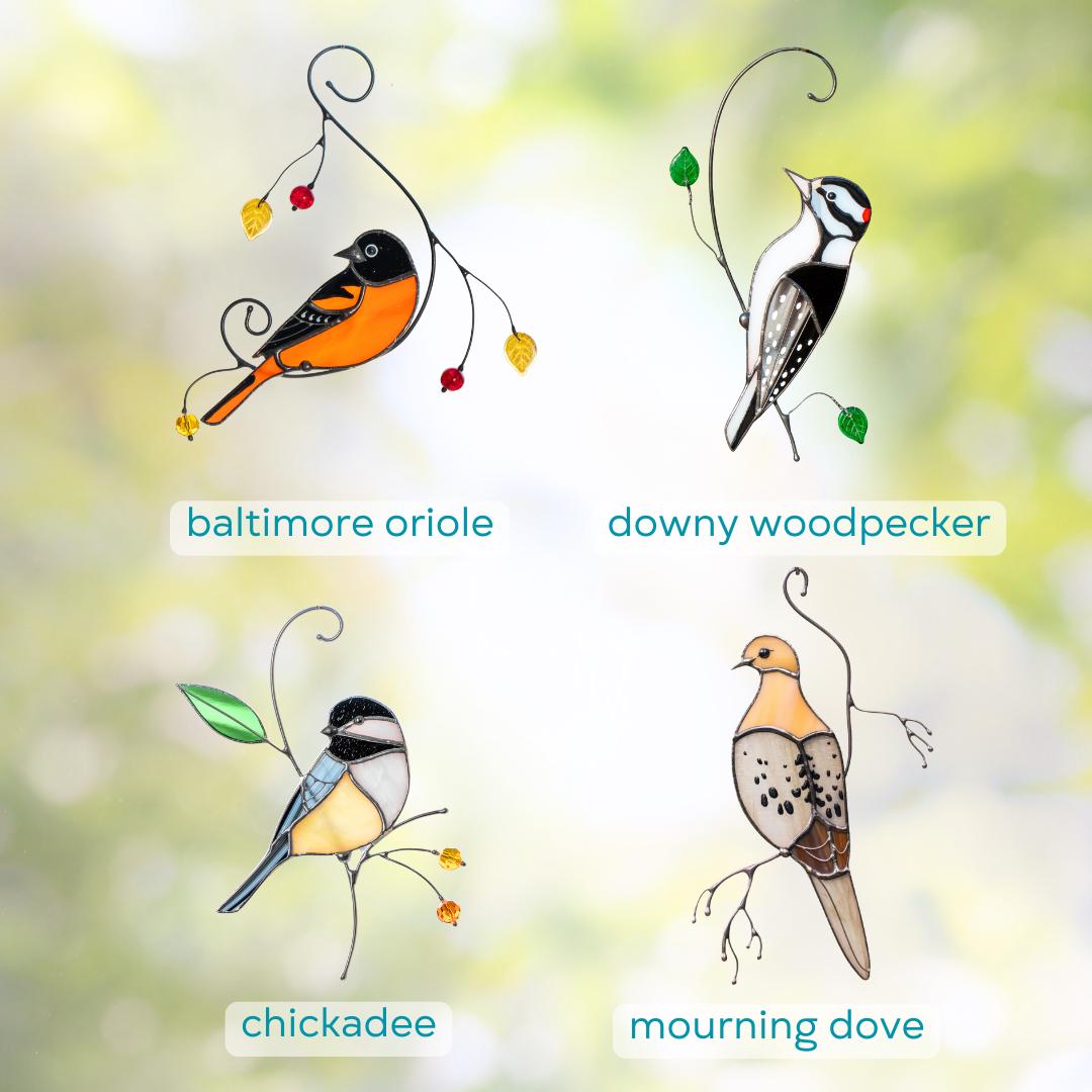 Stained glass American robin bird suncatcher Сottage core decor Glass bird window hangings - Image 4