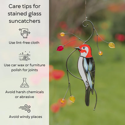 Woodpecker stained glass suncatcher New homeowner gift backyard decor - Image 15