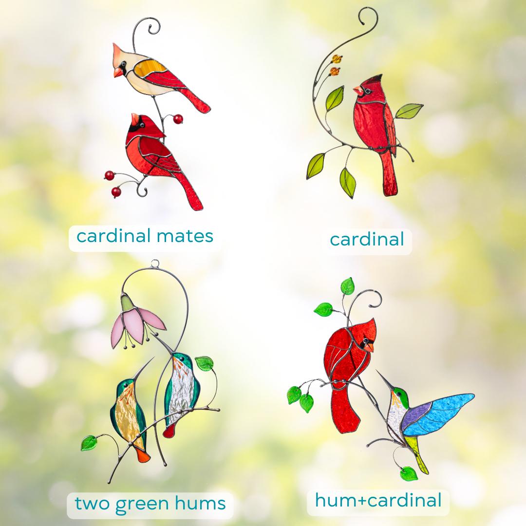 Stained glass bird suncatcher Grandma gift Custom stained glass window hangings 6th anniversary gift - Image 4