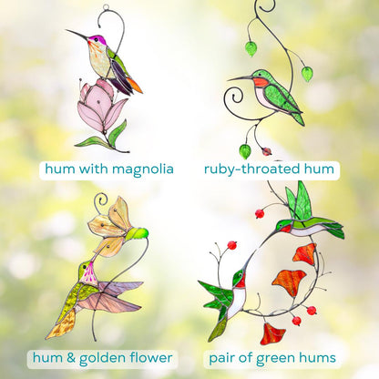Hummingbird stained glass bird suncatcher Mother in law gifts Custom stained glass window hangings Hummingbird gifts - Image 3