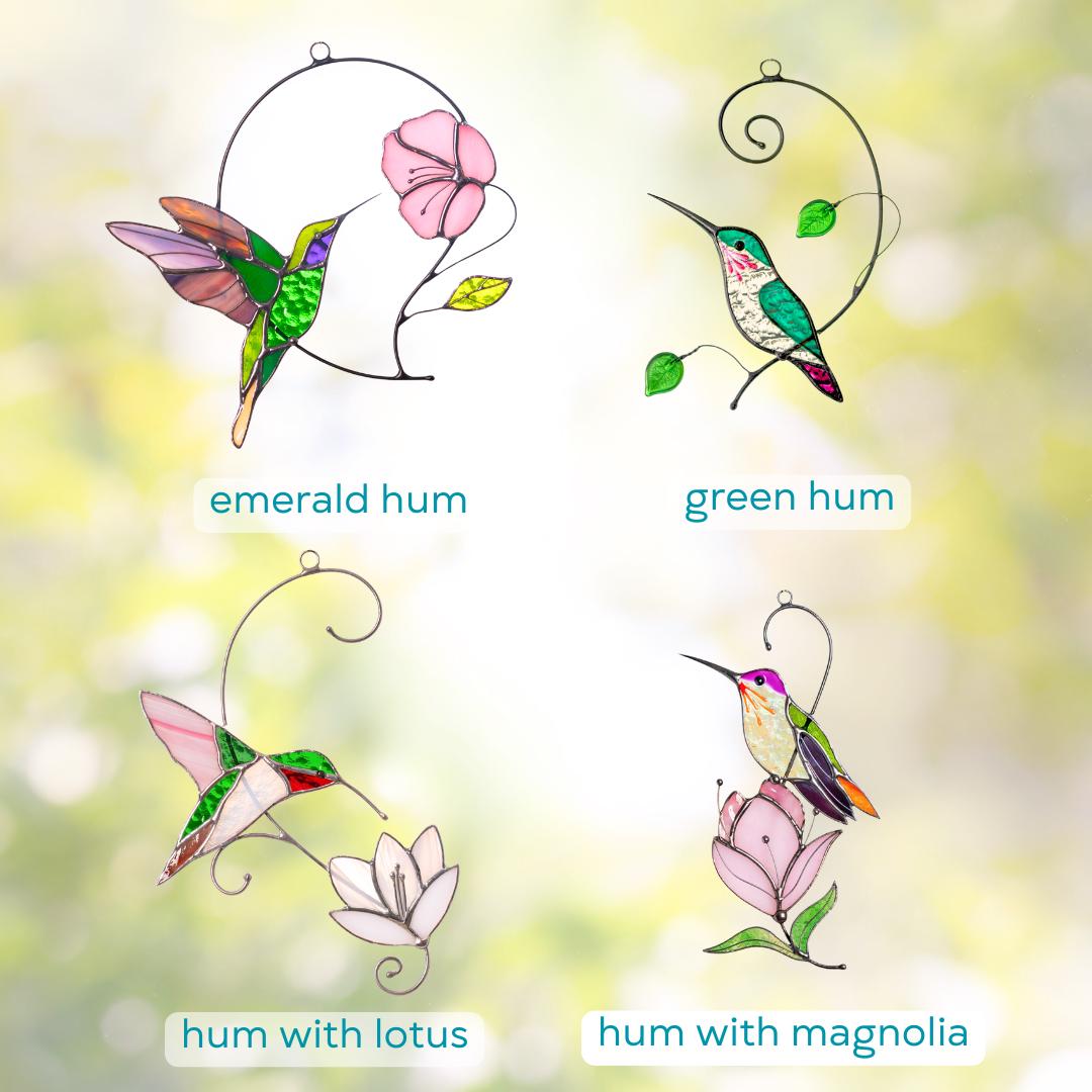 Hummingbird stained glass window hangings Best gift for mom Custom stained glass hummingbird suncatcher Bird stained glass window - Image 3