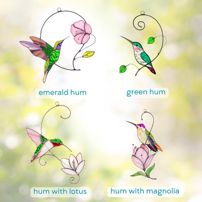 Hummingbird stained glass window hangings Best gift for mom Custom stained glass hummingbird suncatcher Bird stained glass window - Image 3