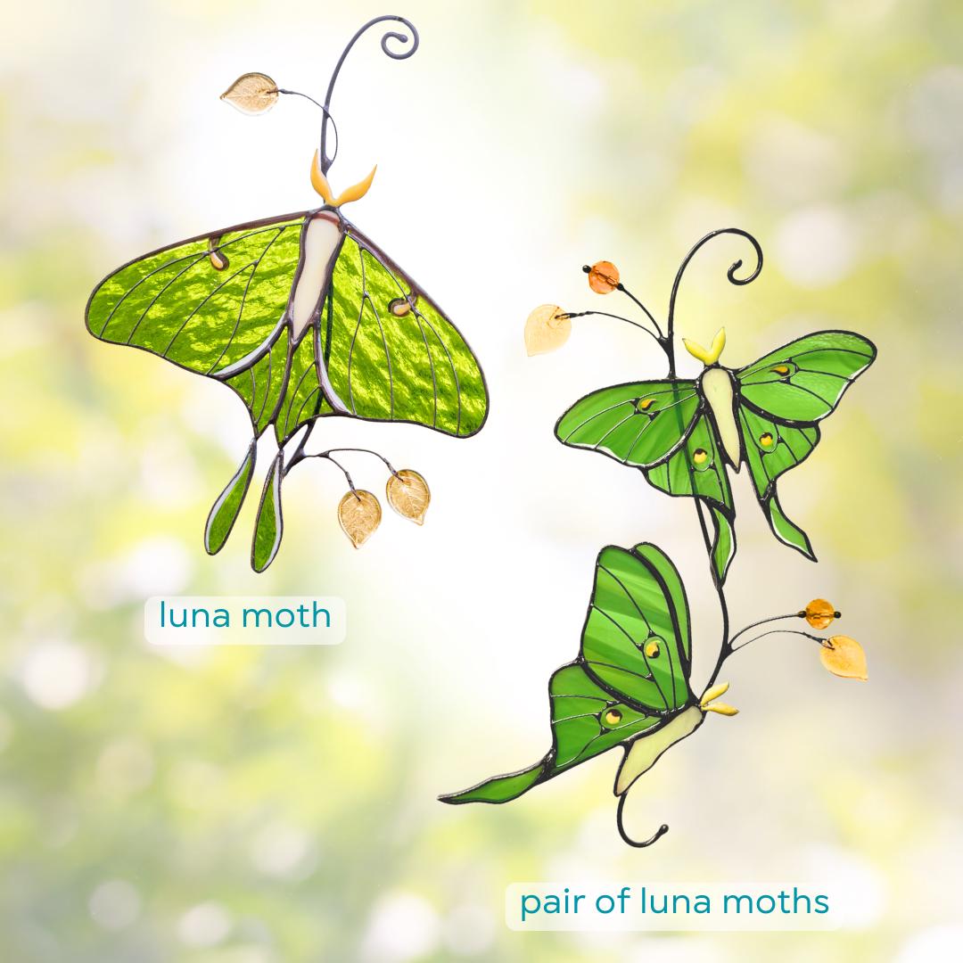 Stained glass butterfly ornament Daughter in law gift Luna Moth Custom stained glass butterfly memorial Stained glass butterfly garden art - Image 3