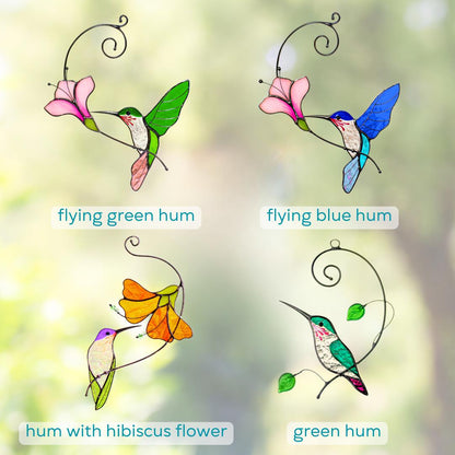 Hummingbird gifts stained glass window hangings Great grandma gift Hummingbird stained glass suncatcher Garden decoration - Image 3