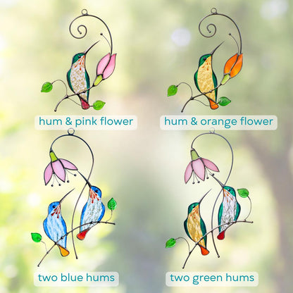 Stained glass window hangings Mother in law gift Handmade product Stained glass hummingbird suncatcher Flower suncatcher Bird lover gifts - Image 4