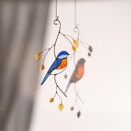 Bluebird stained glass suncatcher Mother in law gifts Bird wall art stained glass window hangings New home gift Garden decoration - Image 20