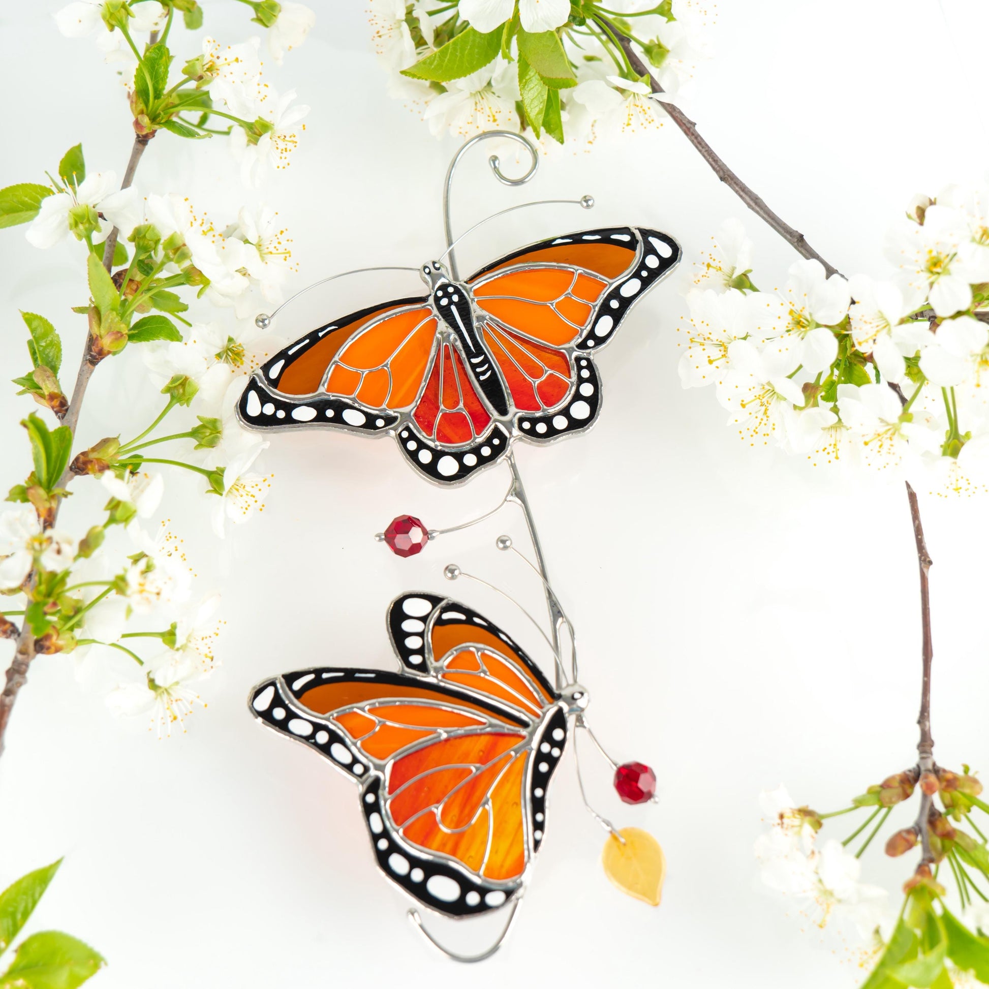 Stained glass monarch butterfly Best gift for mom Butterfly gifts stained glass window hangings Patio decor - Image 3