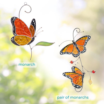 Stained glass monarch butterfly Best gift for mom Butterfly gifts stained glass window hangings Patio decor - Image 4