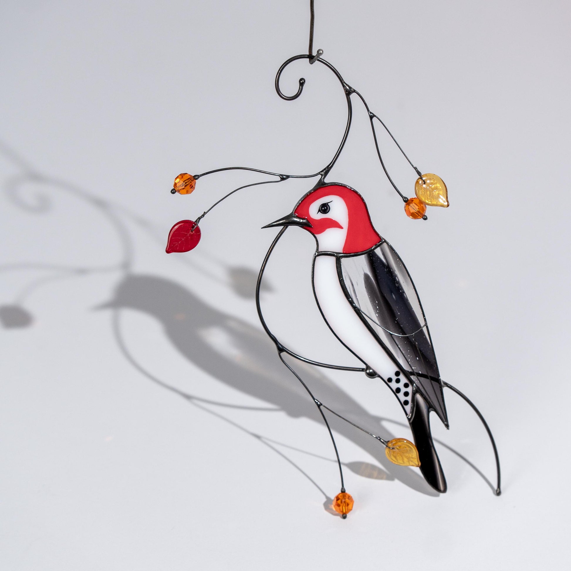 Woodpecker stained glass window hangings Godfather gift Stained glass fairy garden decoration Bird lover gifts - Image 12