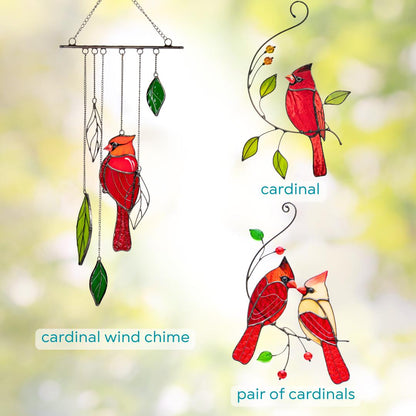 Cardinal stained glass bird Sympathy gifts for loss of father Cardinal ornament stained glass window hangings Godfather gift - Image 6