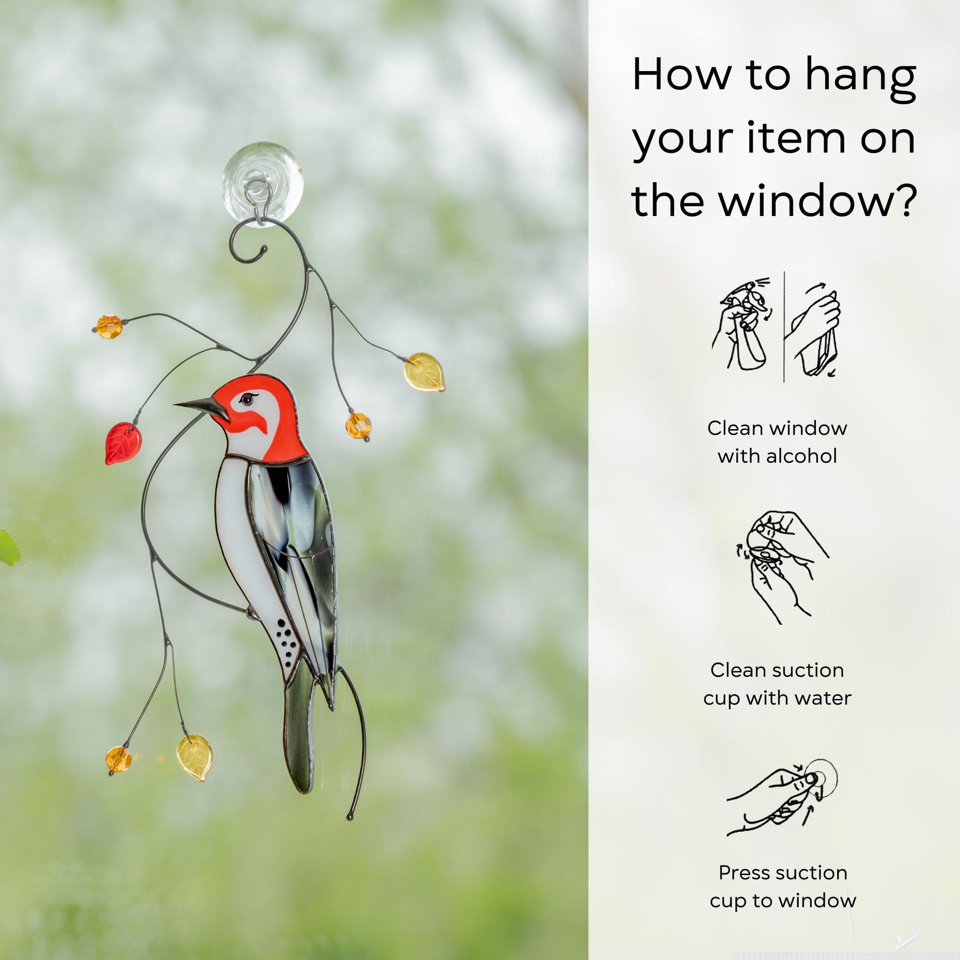 Woodpecker stained glass suncatcher New homeowner gift backyard decor - Image 17