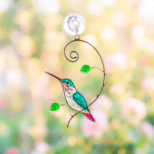 Stained glass hummingbird gifts Unique gift for mom stained glass window hangings Great grandma gifts Hummingbird garden decor - Image 1