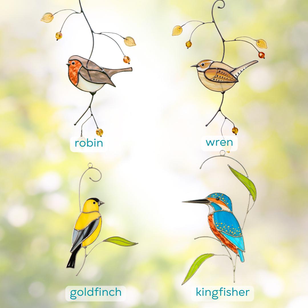 Robin bird stained glass window hangings House warming gifts new home Stained glass bird suncatcher - Image 3