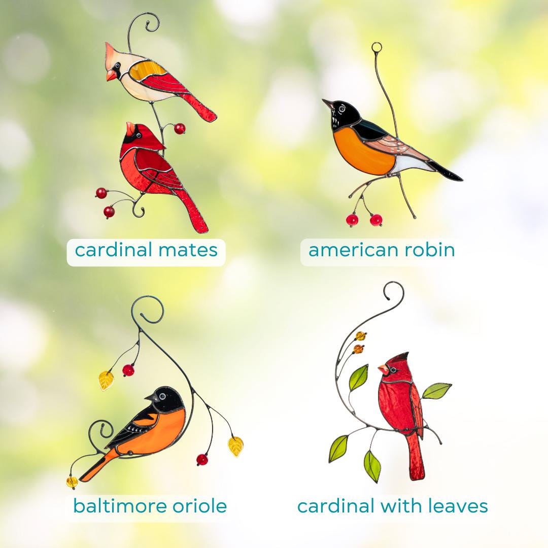 Hummingbird stained glass birds Best gift for mom Custom stained glass window hangings Fairy garden accessories - Image 4