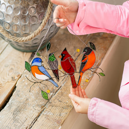 Stained glass birds glass suncatcher Unique gift for mom Spring decor window hangings - Image 14