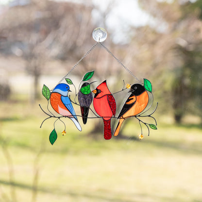 Stained glass birds glass suncatcher Unique gift for mom Spring decor window hangings - Image 12