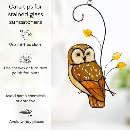 Owl stained glass bird suncatcher Grandma gift Yard art - Image 14