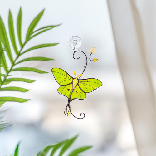 Luna moth stained glass butterfly suncatcher Unique gift for mom Balcony decor - Image 1