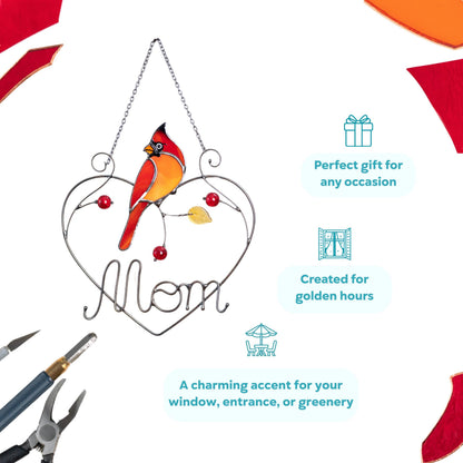 Cardinal stained glass window hangings Personalized unique gift for mom Stained glass bird suncatcher Cardinal memorial gift - Image 6