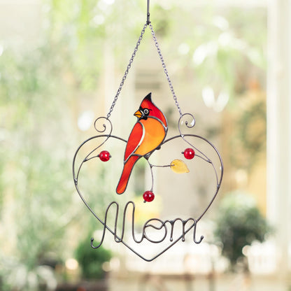 Cardinal stained glass window hangings Personalized unique gift for mom Stained glass bird suncatcher Cardinal memorial gift - Image 5
