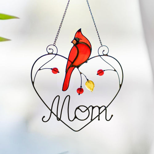 Cardinal stained glass window hangings Personalized unique gift for mom Stained glass bird suncatcher Cardinal memorial gift - Image 1