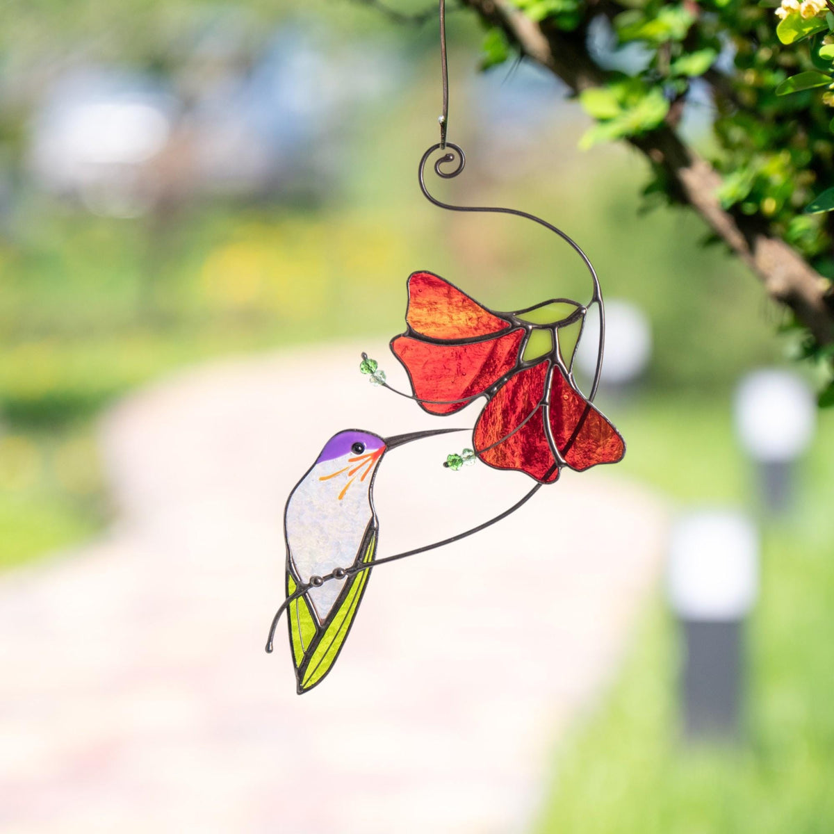 Hummingbird stained glass window hangings Mother in law gifts Bird suncatcher Garden decoration - Image 18